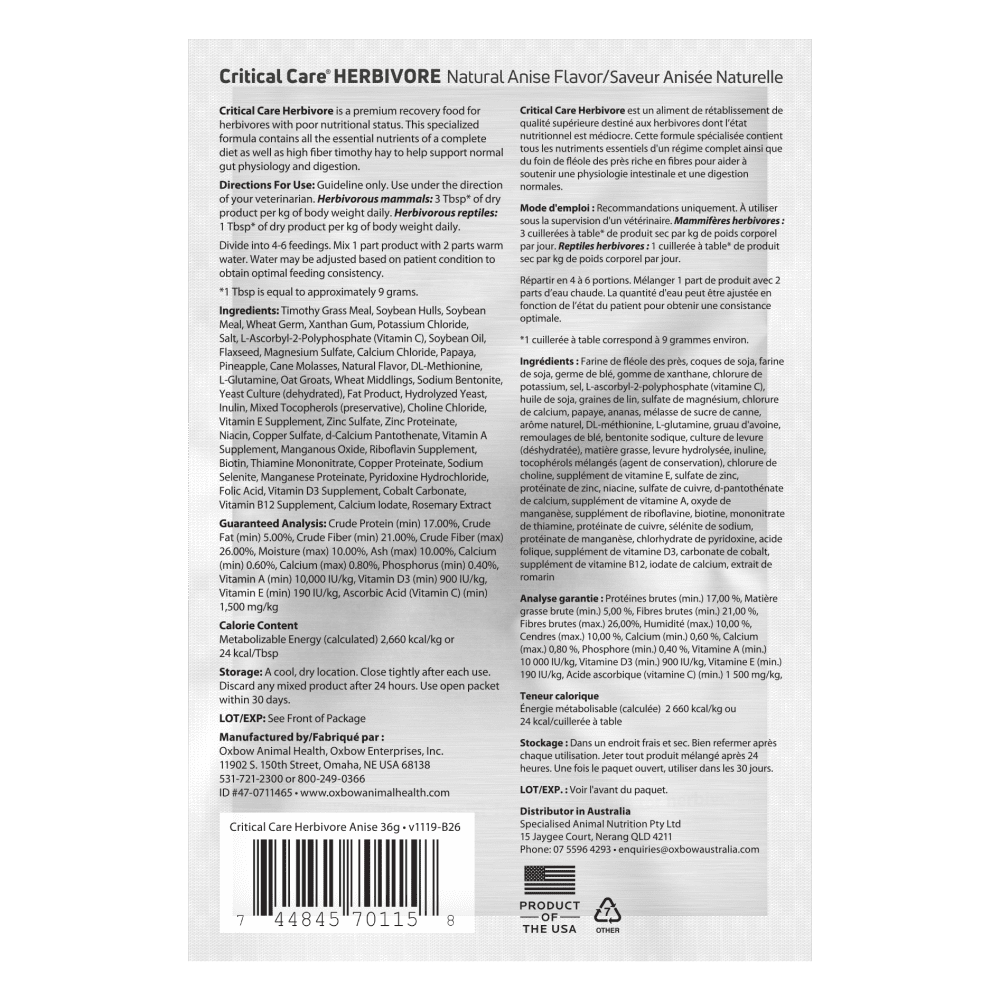 Oxbow Critical Care - Herbivore
